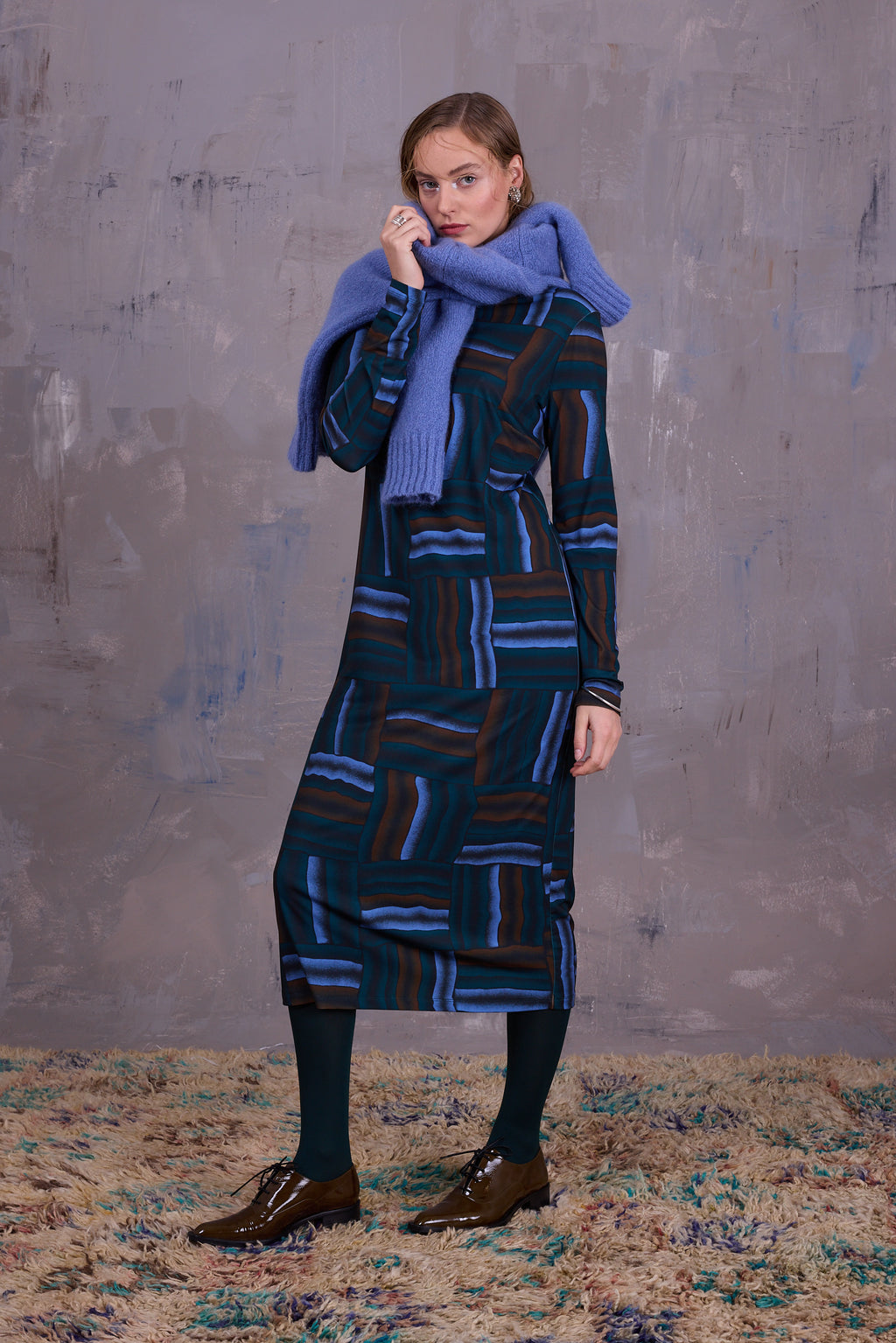 Gerlinde dress in deepsea blue wovens