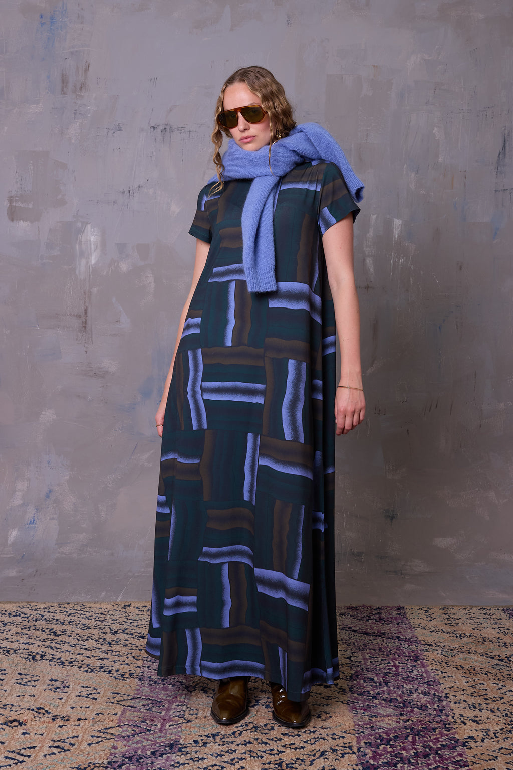 Ciska jurk in deepsea blue wovens