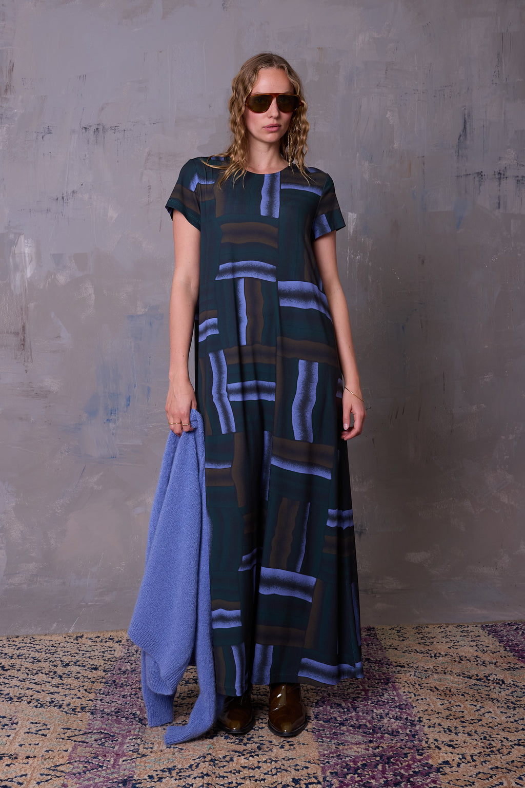 Ciska jurk in deepsea blue wovens
