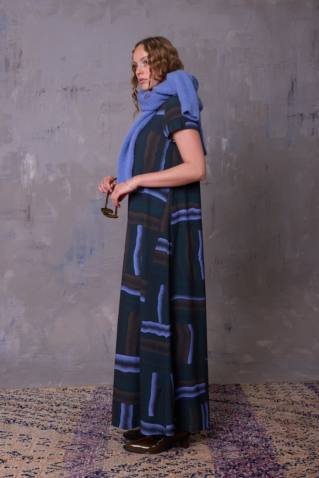 Ciska jurk in deepsea blue wovens