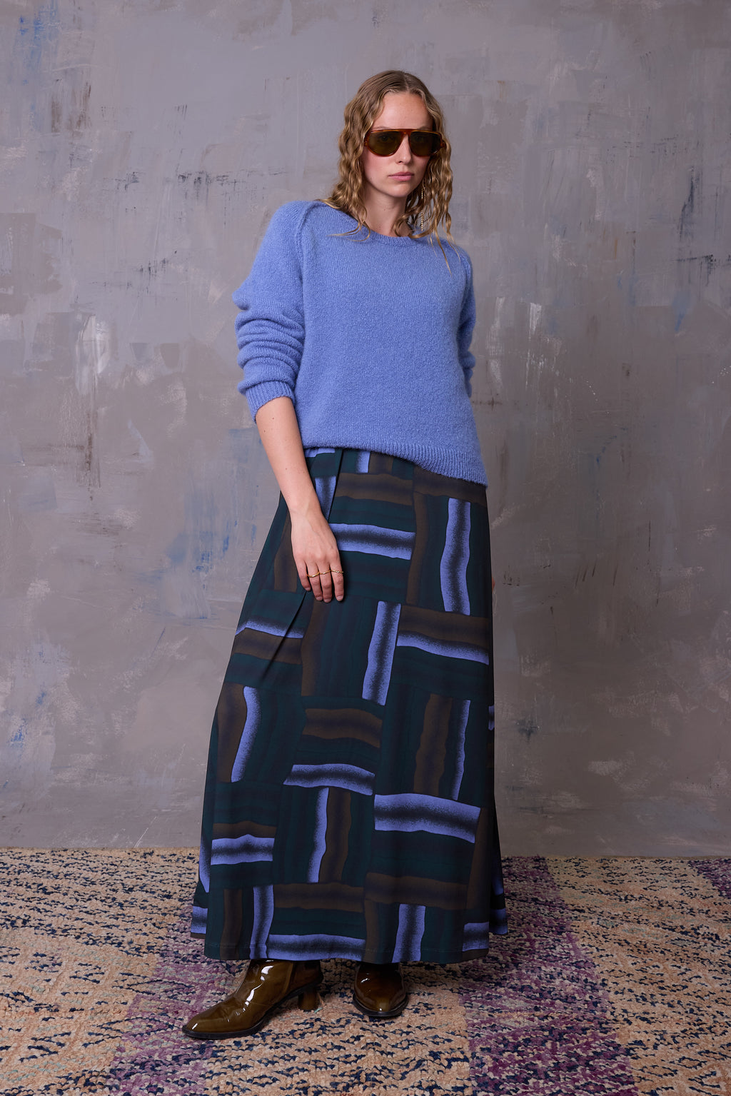 Ciska jurk in deepsea blue wovens