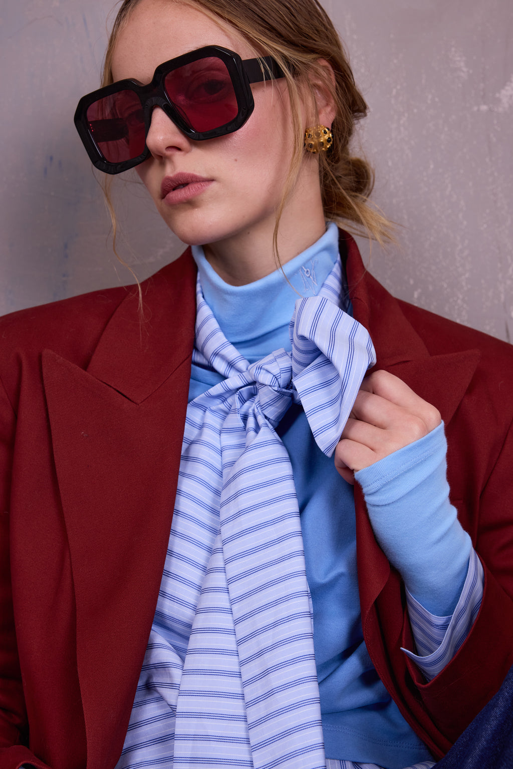 Gisely rolkraag T-shirt in airy blue