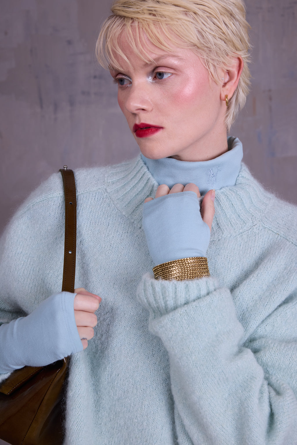 Gisely rolkraag T-shirt in misty sage