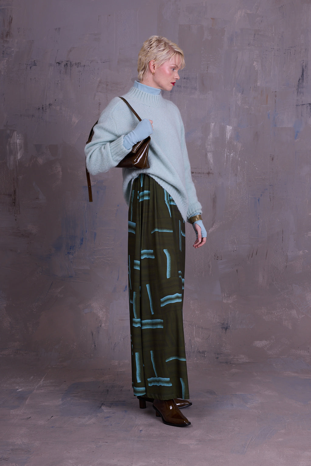Gisely rolkraag T-shirt in misty sage
