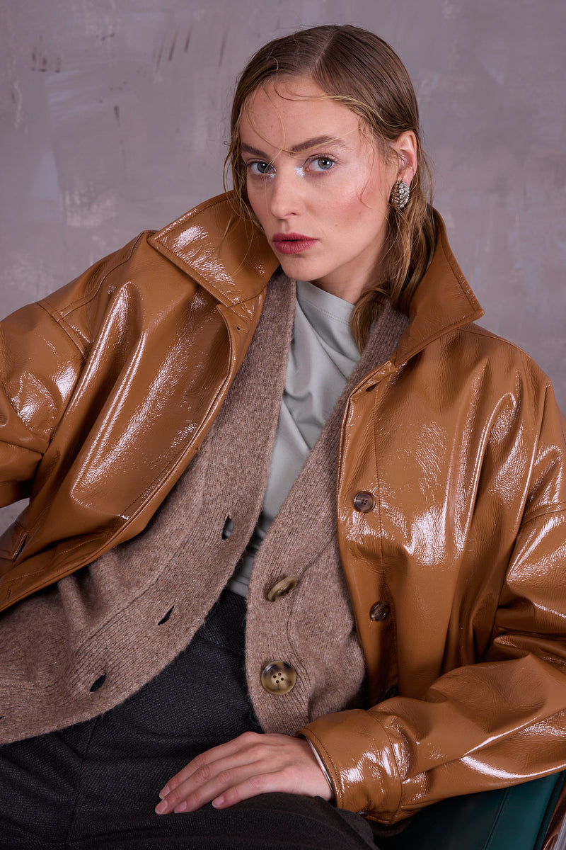Gerrit jasje in camel faux leather