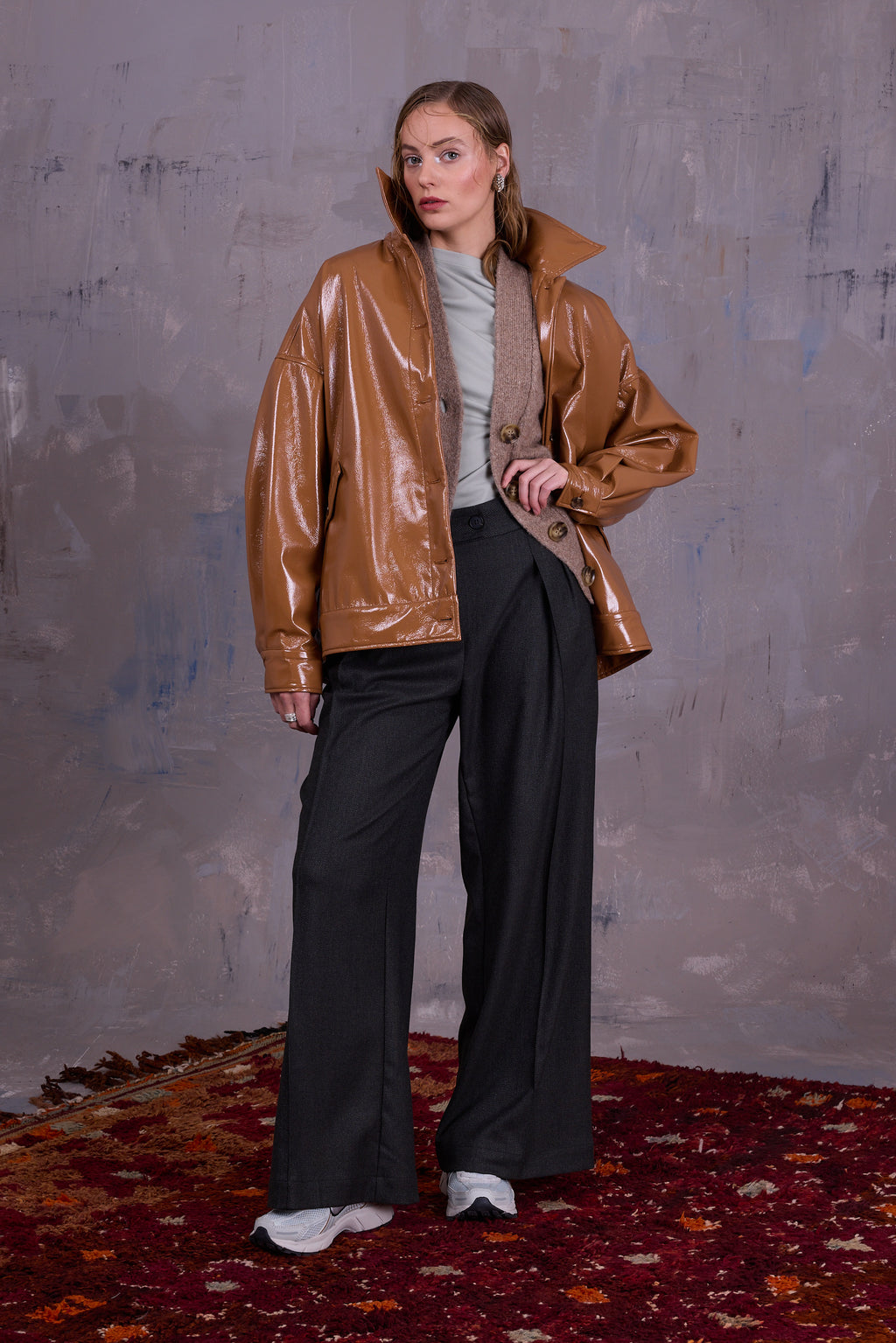 Gerrit jacket in camel faux leather