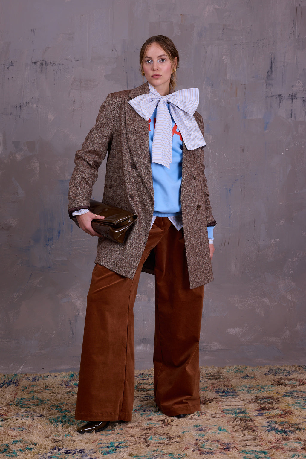 Gaspar formal coat in coconut herringbone