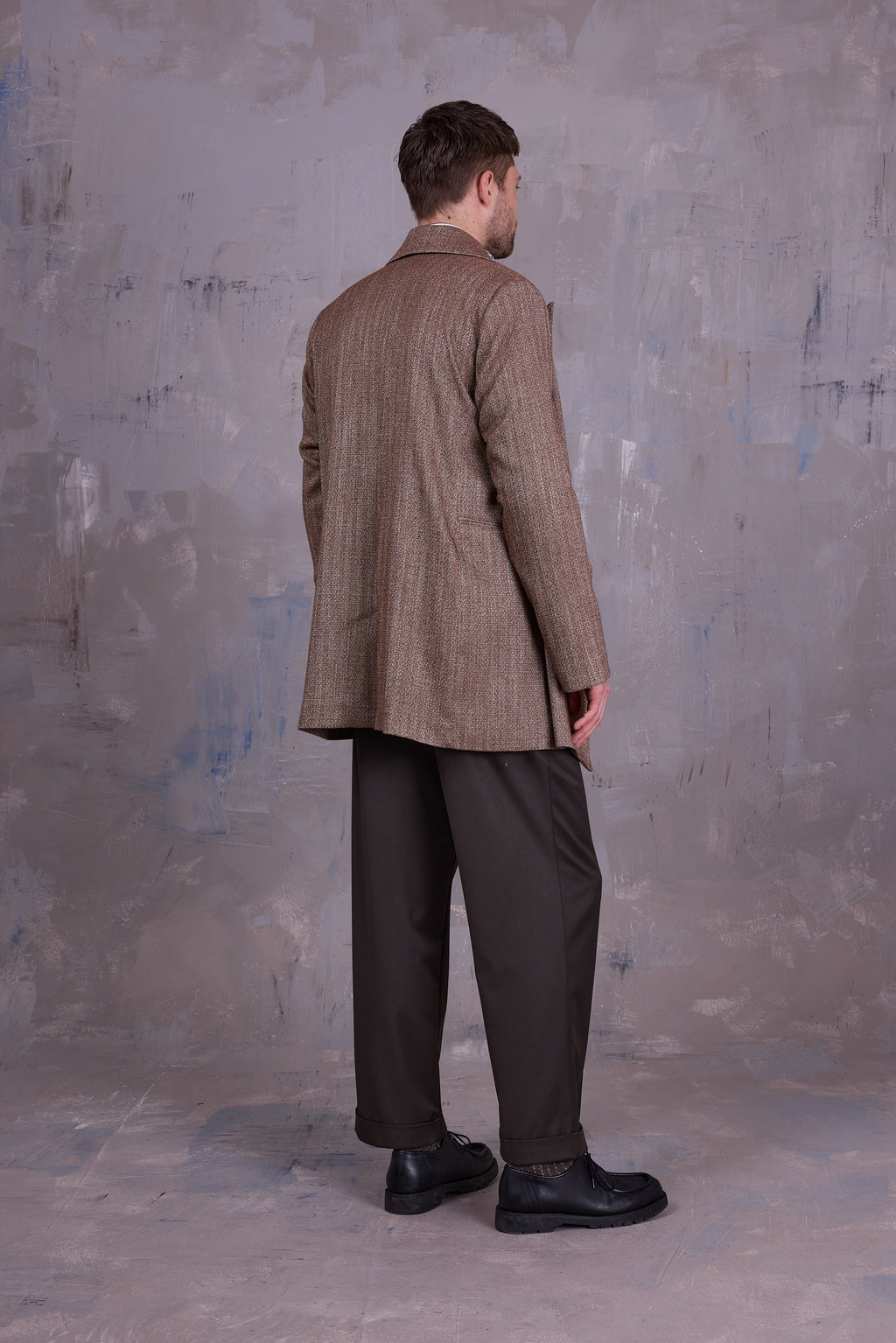 Gaspar formal coat in coconut herringbone