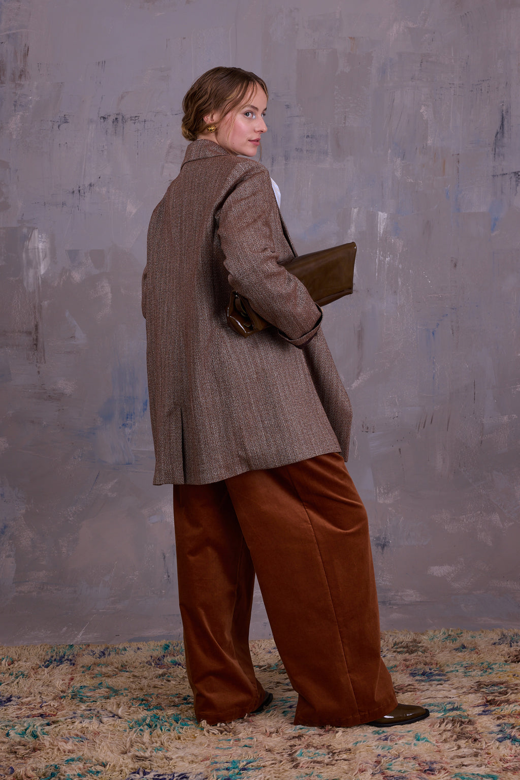 Gaspar formal coat in coconut herringbone