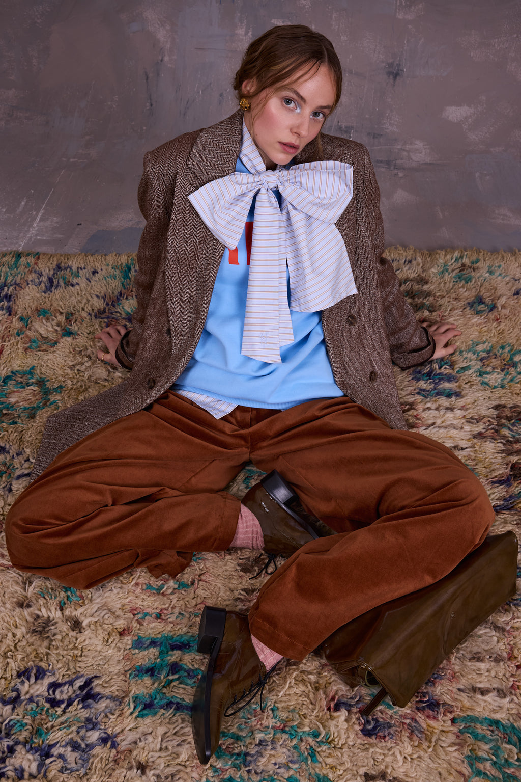 Gaspar formal coat in coconut herringbone