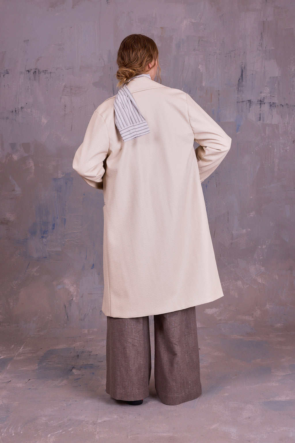 Gianni coat in cream faux leather