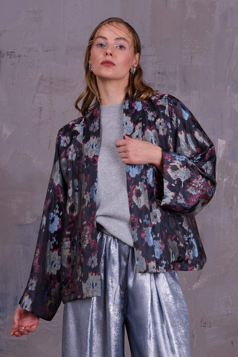 Flenn kimono in pink blue jacquard
