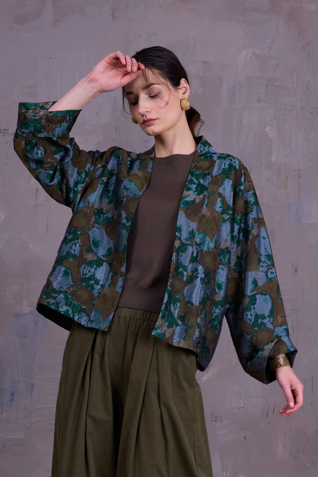 Flenn kimono in rivergreen jacquard