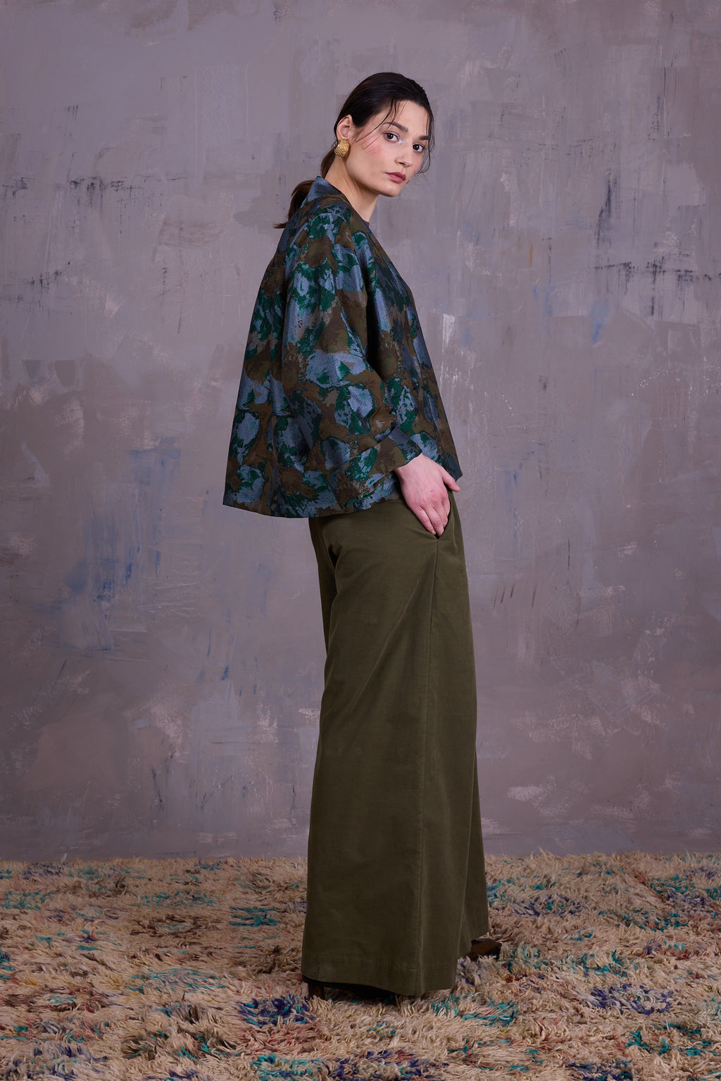 Flenn kimono in rivergreen jacquard