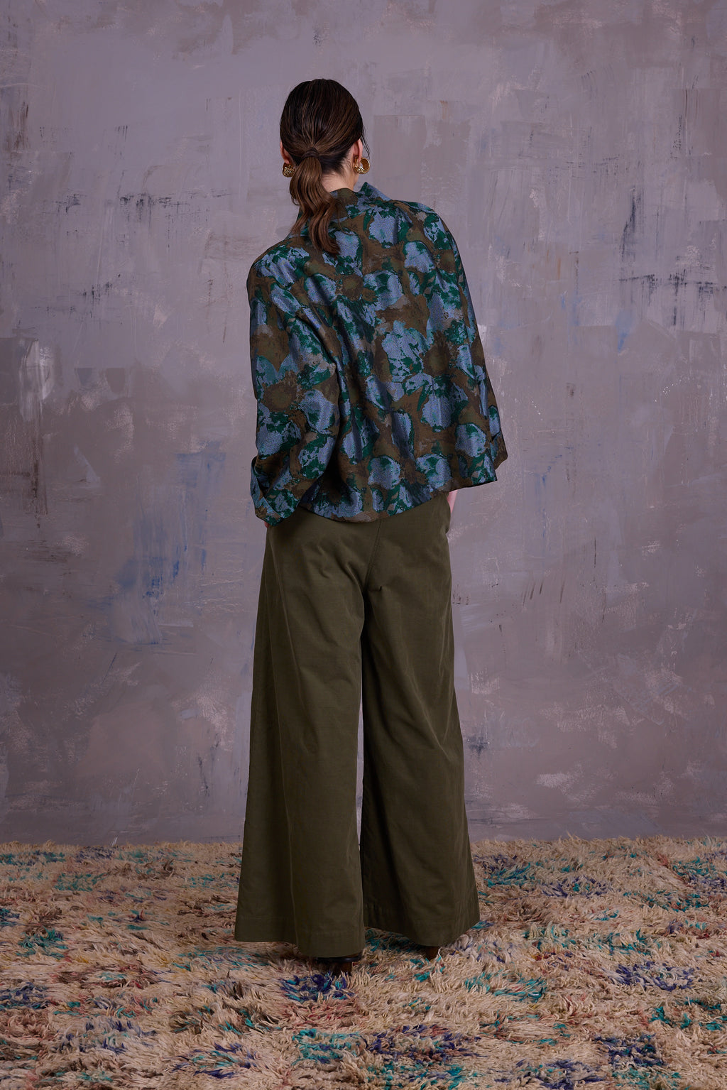 Flenn kimono in rivergreen jacquard
