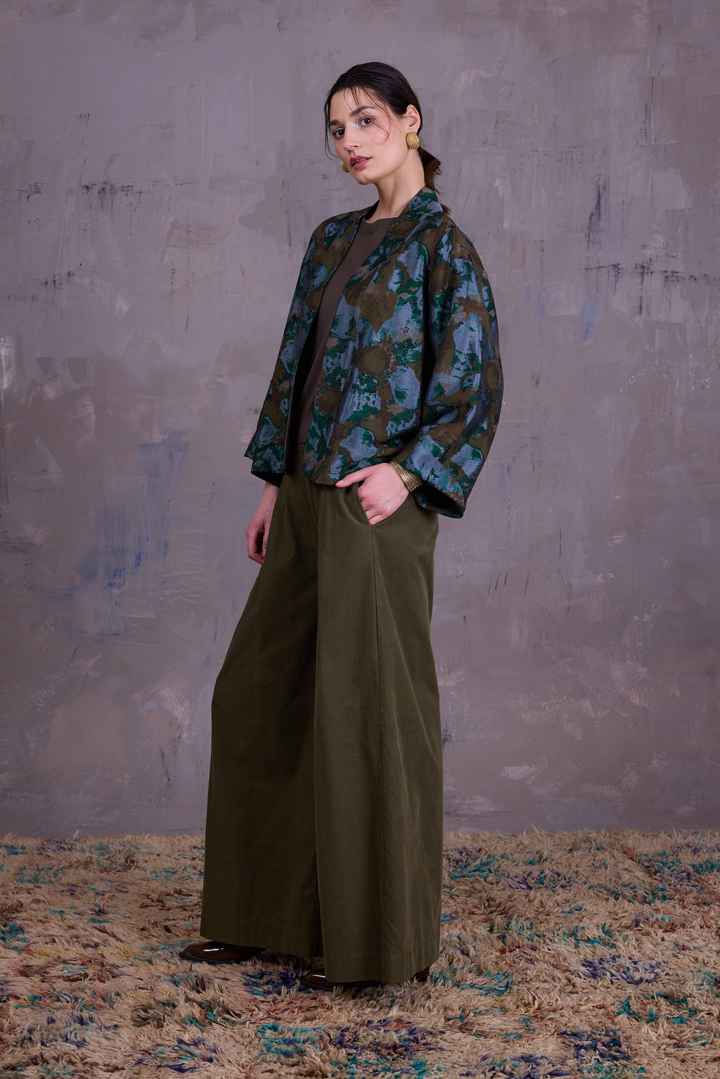 Flenn kimono in rivergreen jacquard