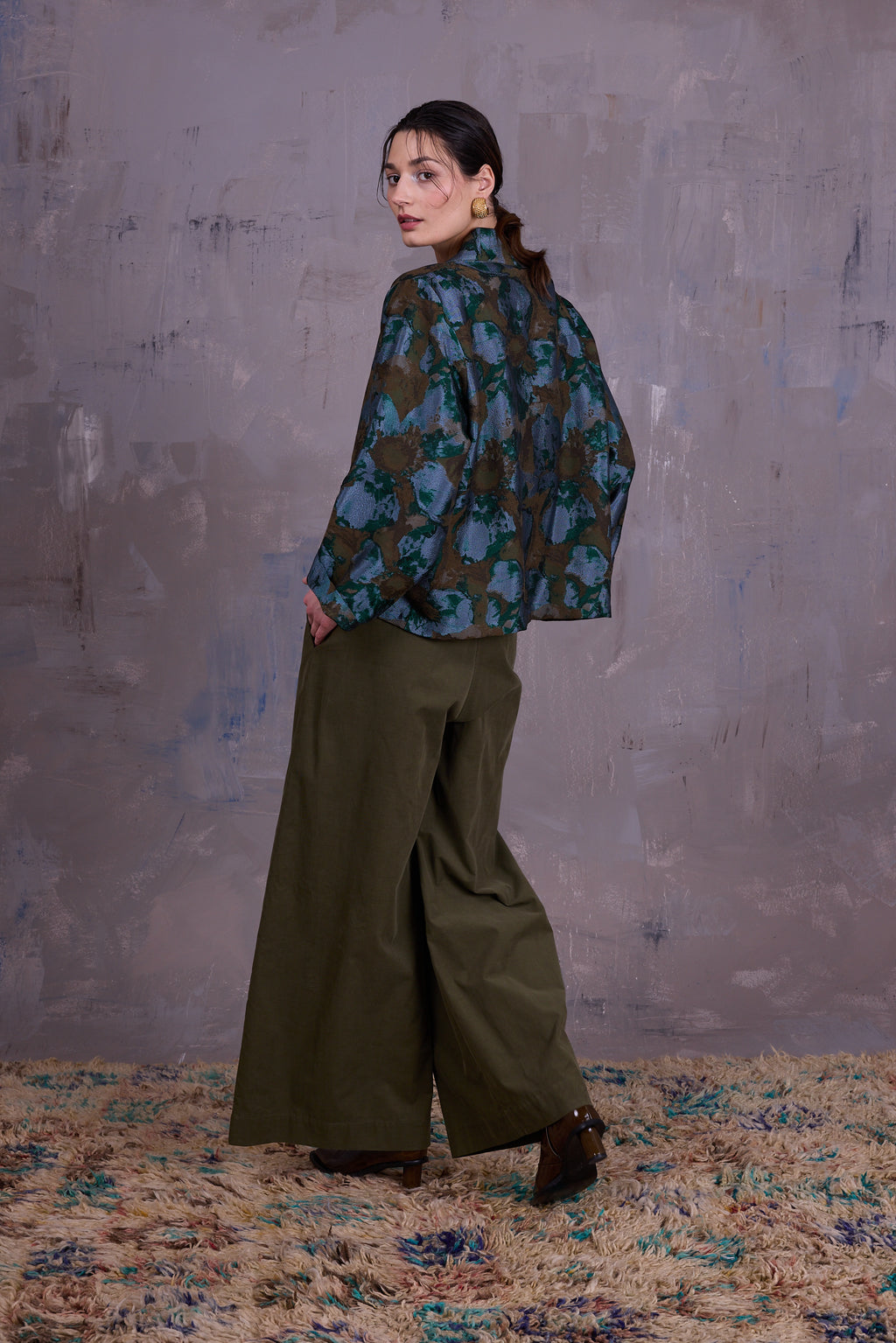 Flenn kimono in rivergreen jacquard