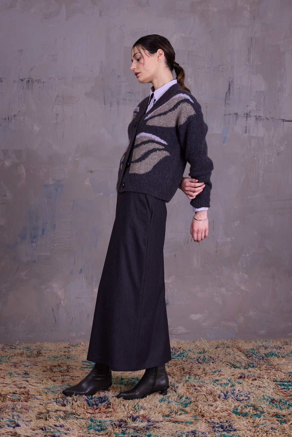 Gresa graphical cardigan in yak