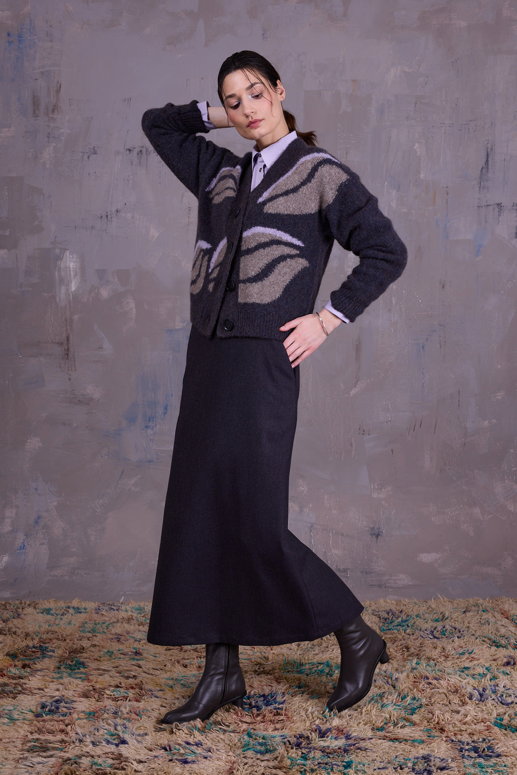 Gresa graphical cardigan in yak