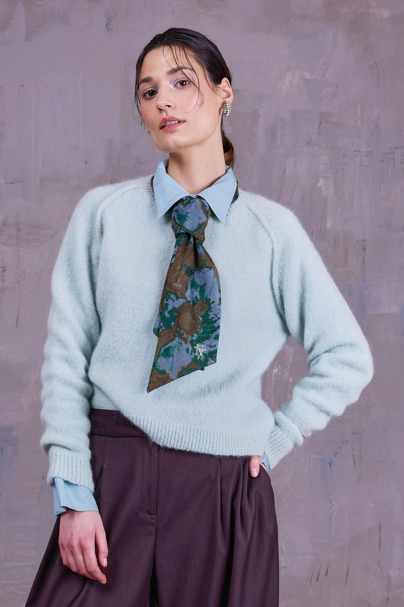 Gilke knitted sweater in light aqua