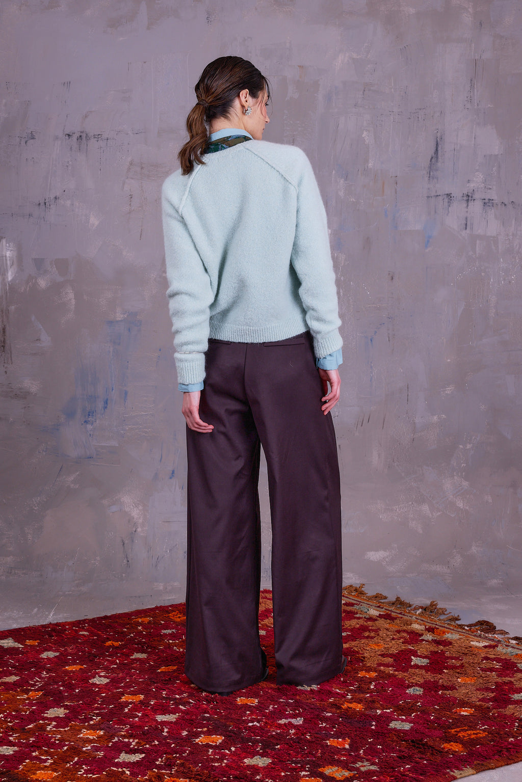 Gilke knitted sweater in light aqua