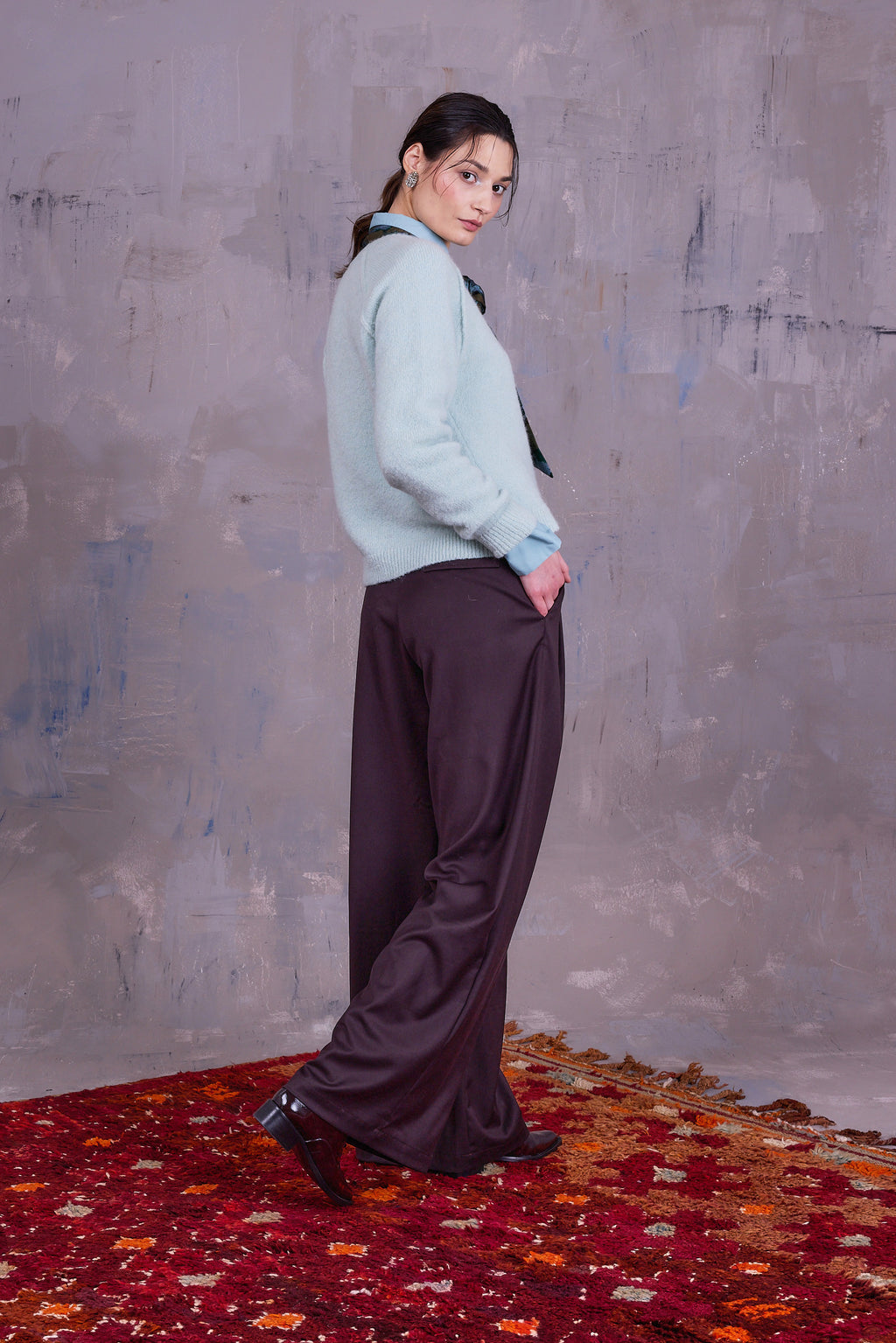 Gilke knitted sweater in light aqua