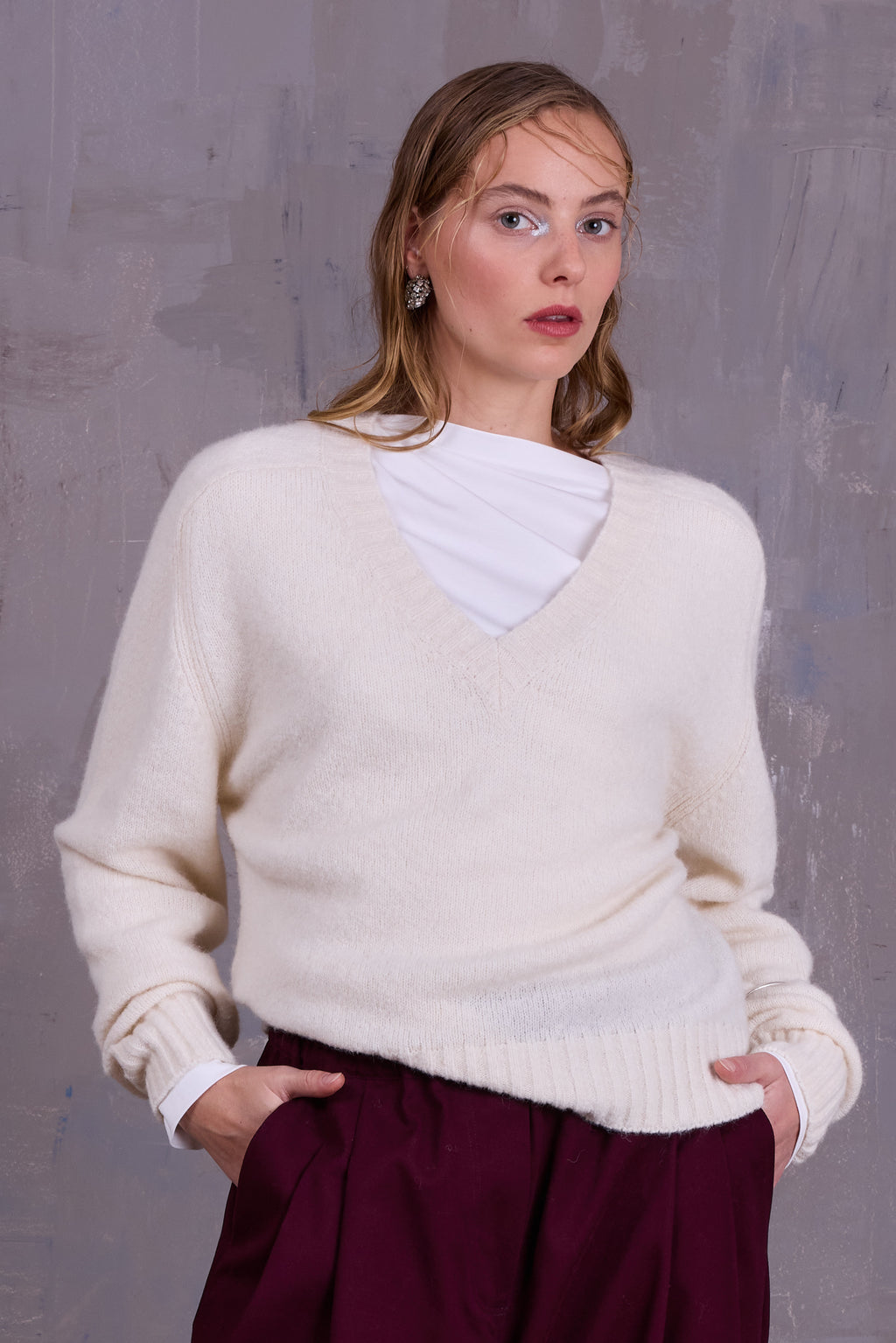 Gilly knitted sweater in ecru