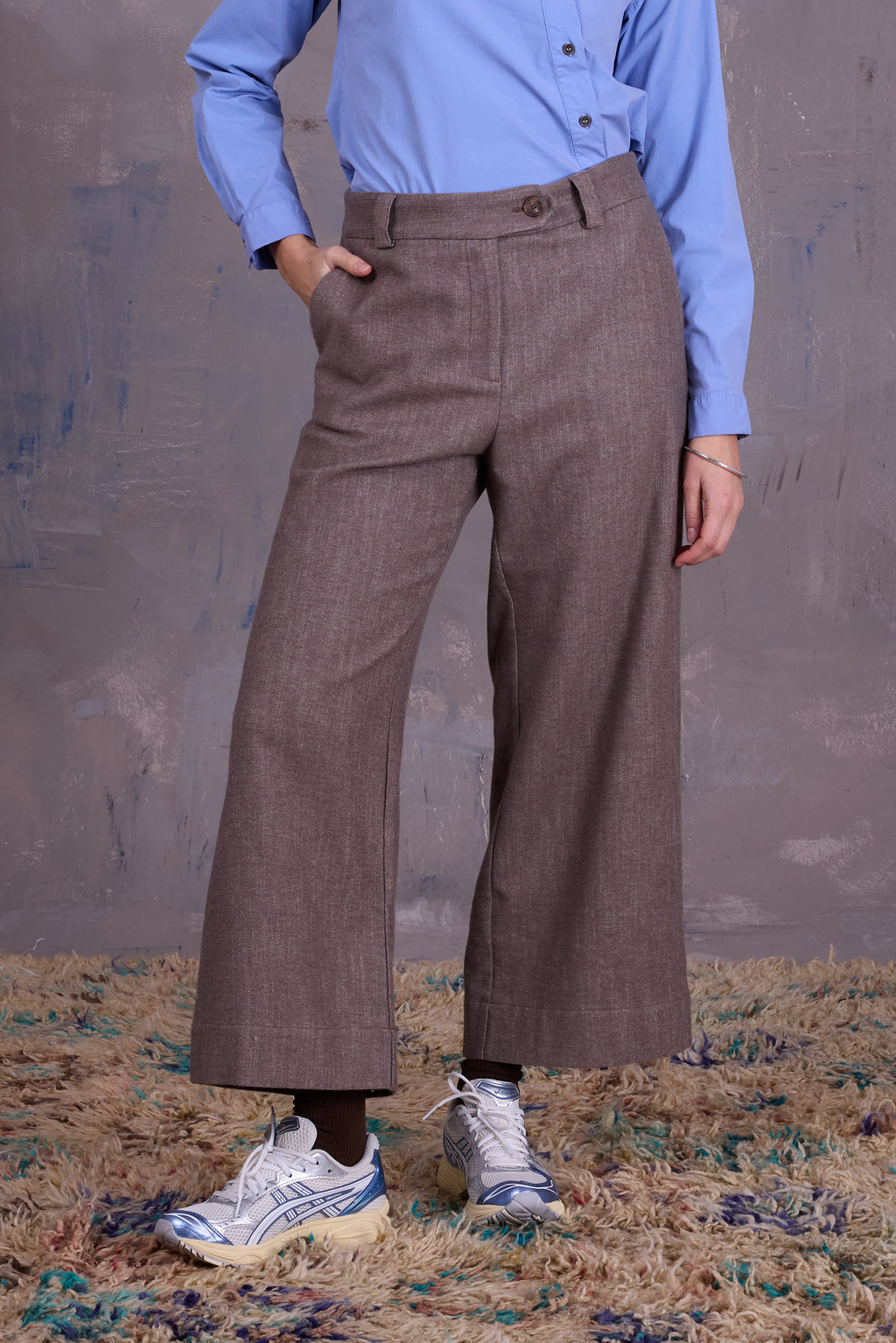 Gong broek in greige gabardine