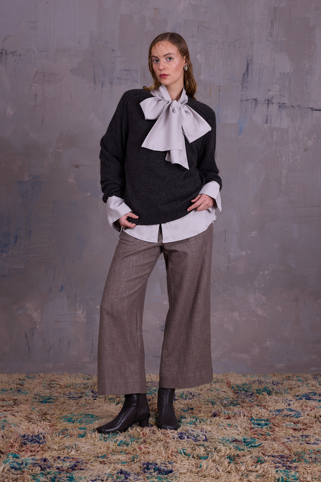 Gong broek in greige gabardine