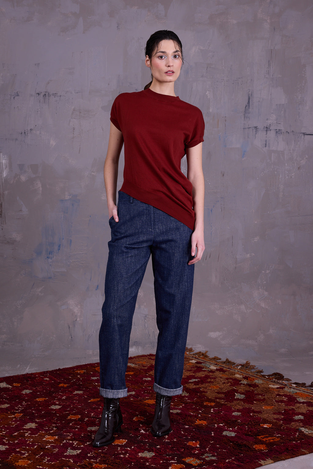 Fannie broek in denim gabardine