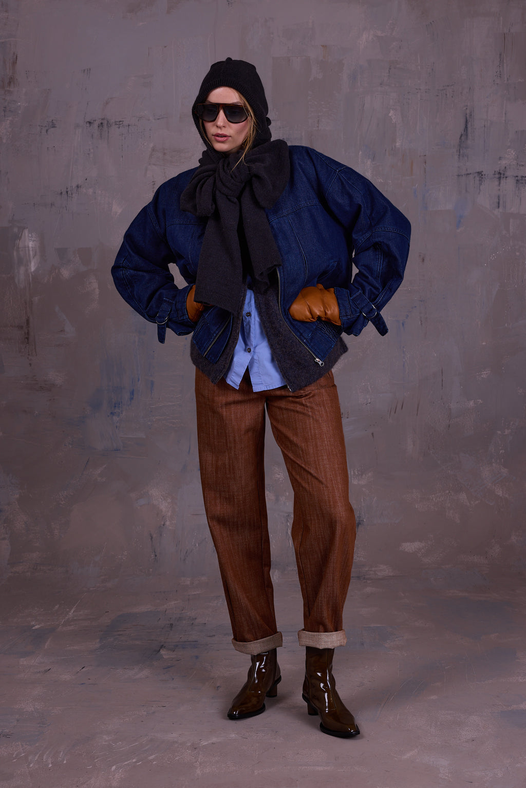 Fannie broek in hazelnut gabardine