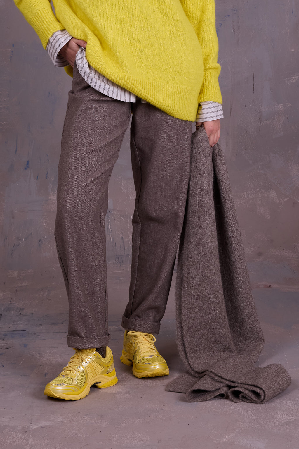 Fannie broek in greige gabardine