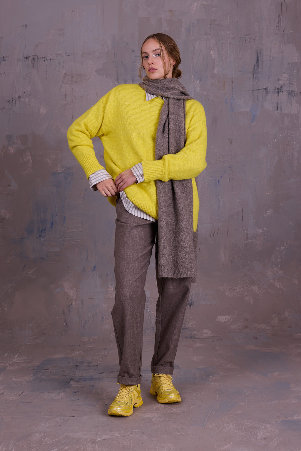 Fannie broek in greige gabardine