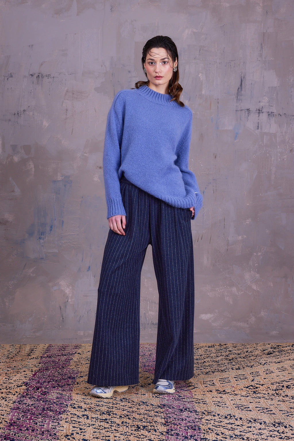 Egbert trousers in brown latte chalkstripe
