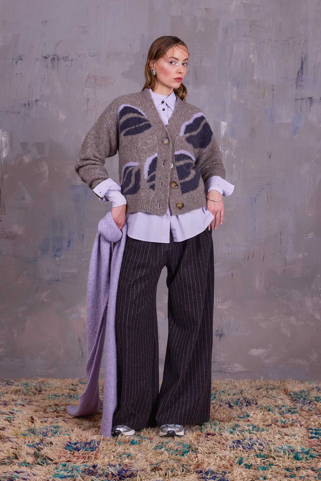 Egbert trousers in brown latte chalkstripe