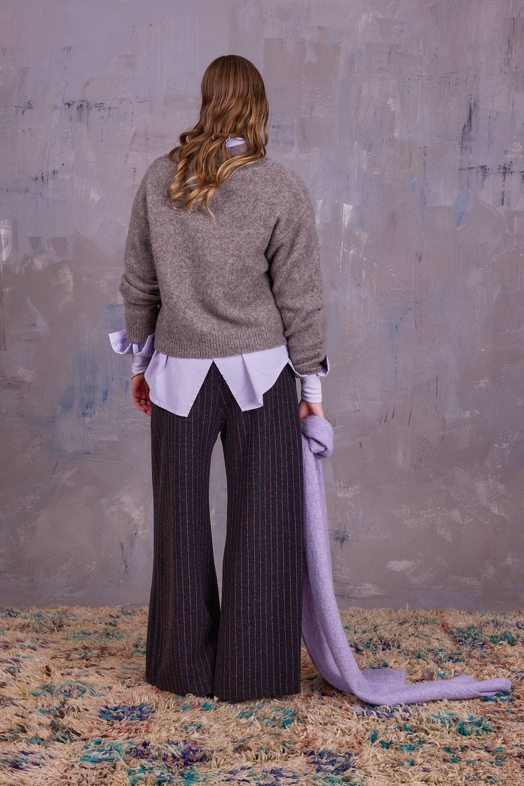 Egbert trousers in brown latte chalkstripe