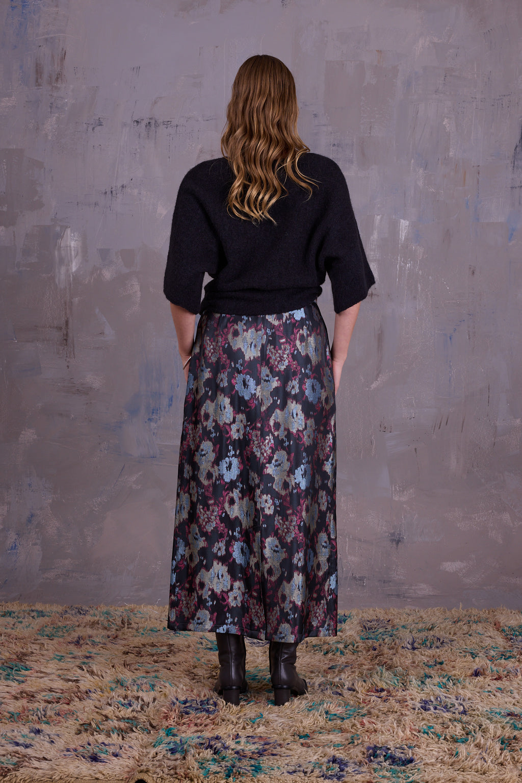 Emmanuel rok in pink blue jacquard