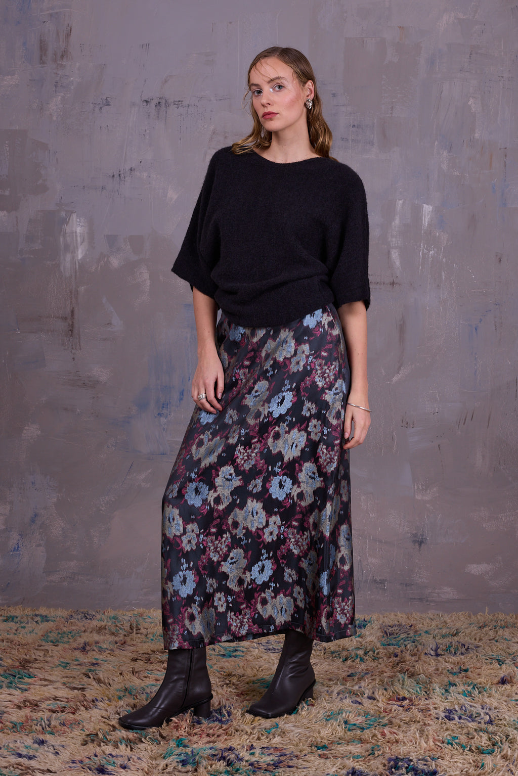 Emmanuel rok in pink blue jacquard