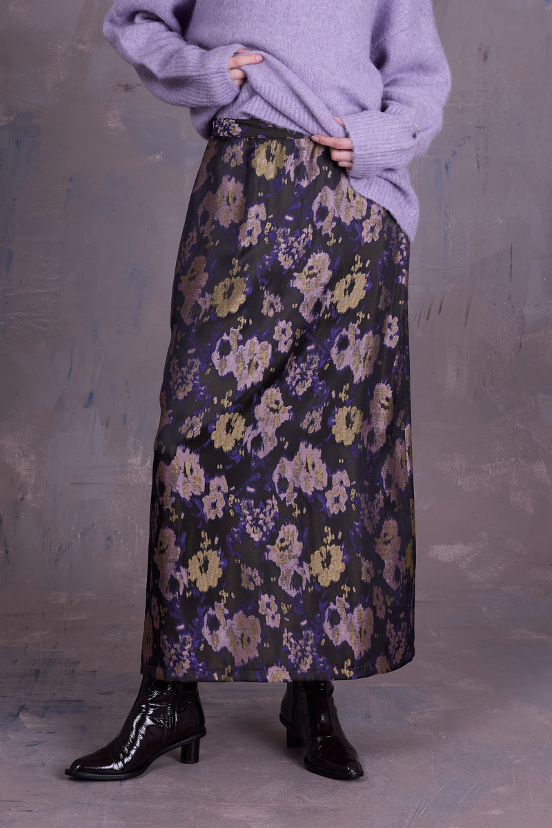 Emmanuel skirt in violet blossom jacquard