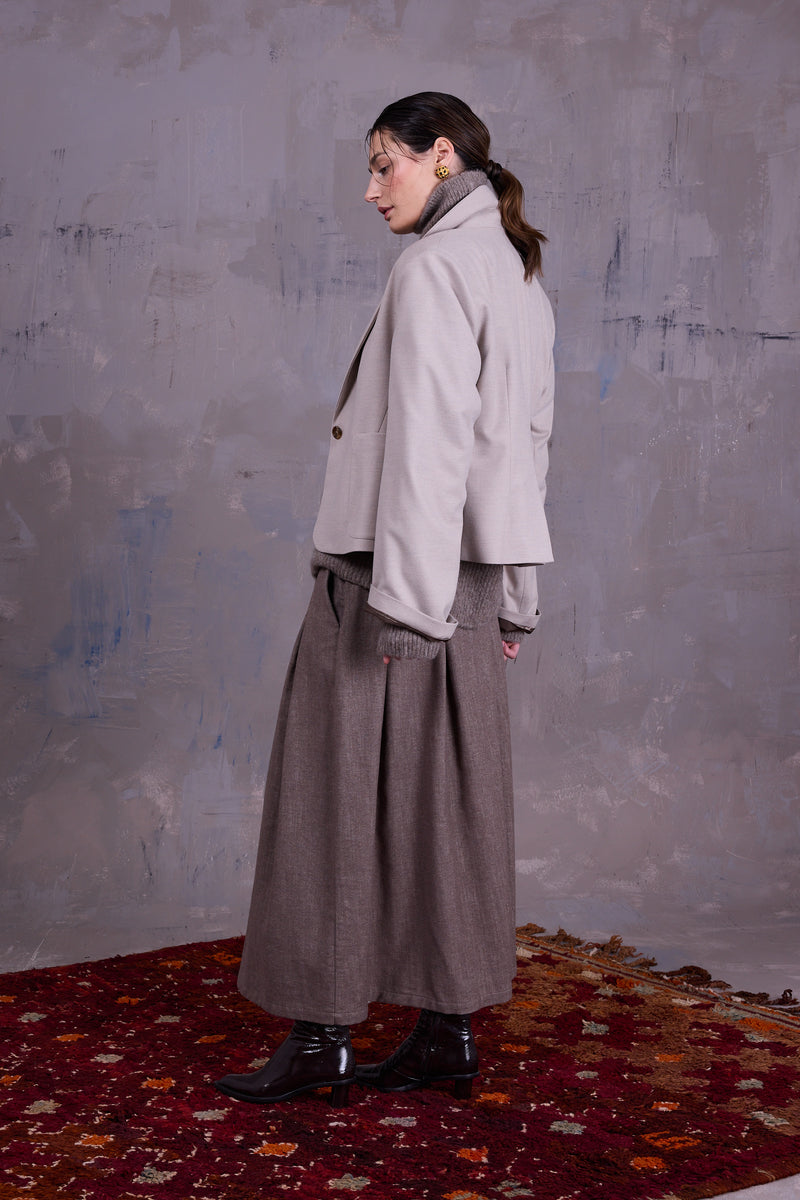 Fieke rok in greige gabardine