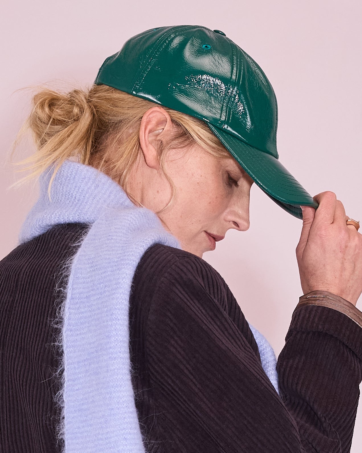 Jo cap in evergreen faux leather