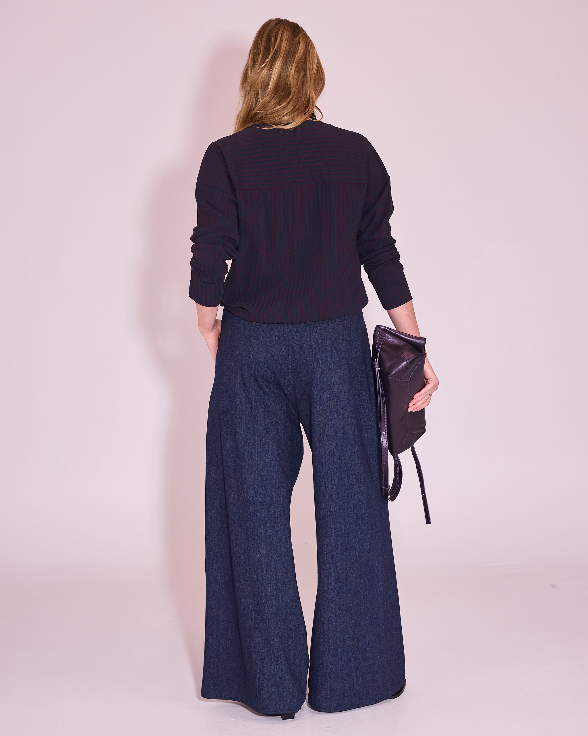 Joelle blouse in dark blue / burgundy stripes