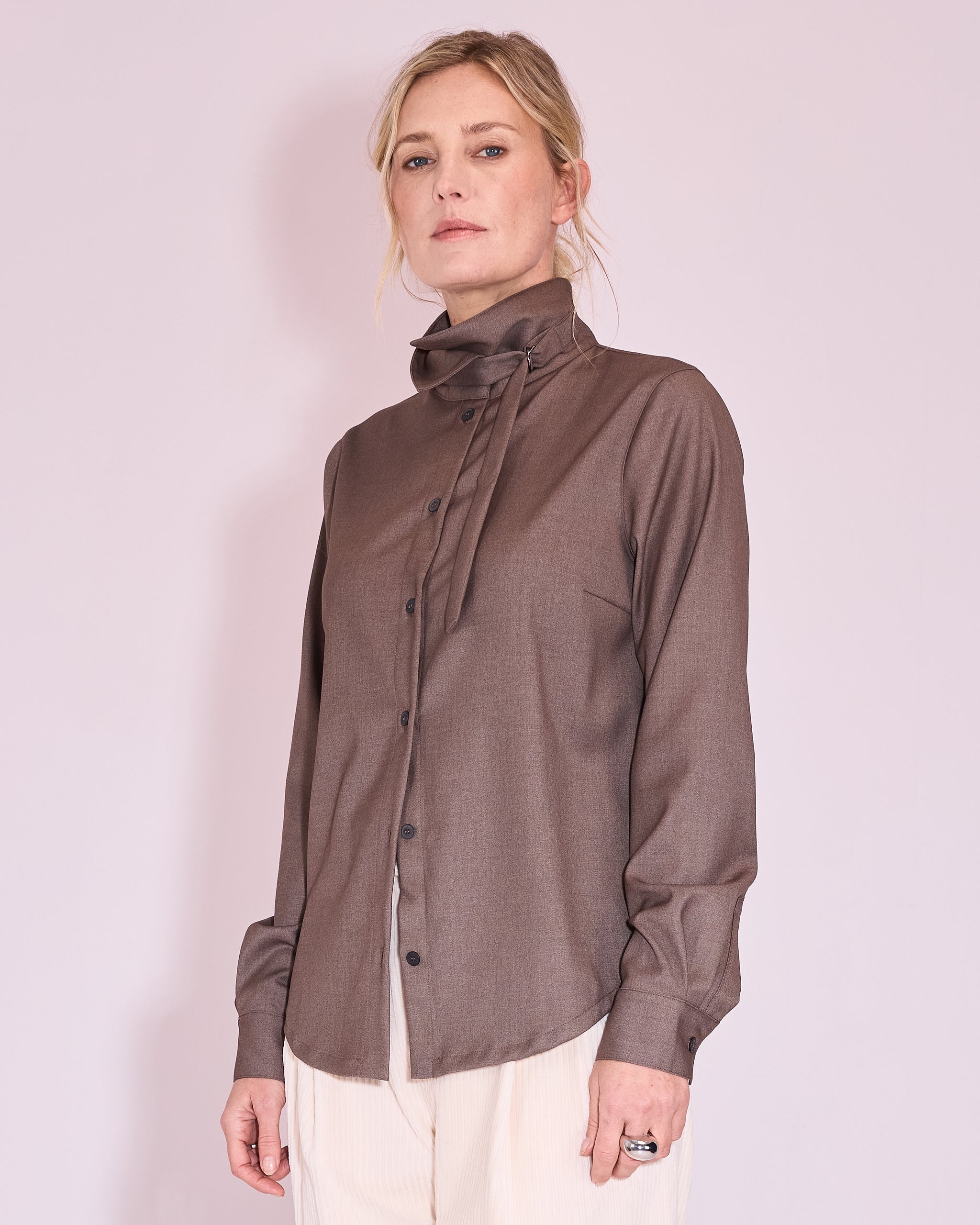 Jasmin hemd in taupe mêlée