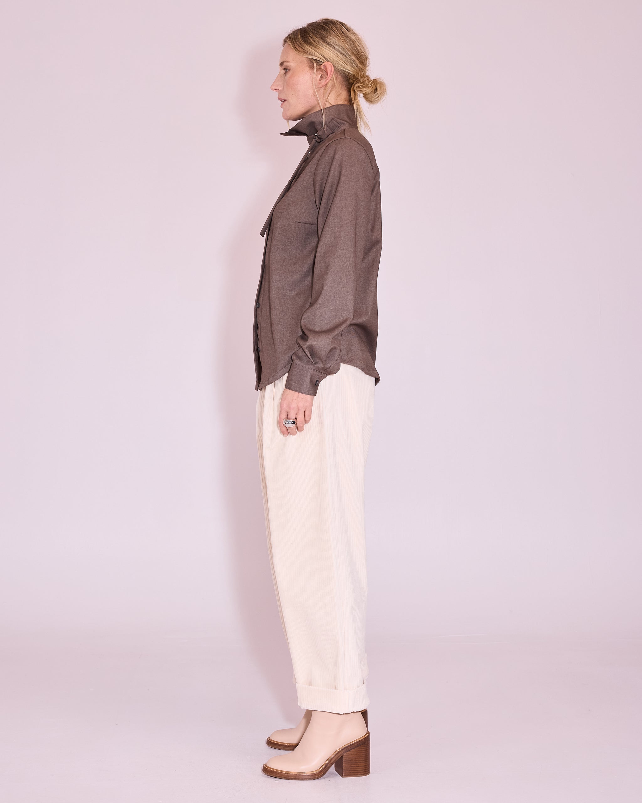 Jasmin hemd in taupe mêlée