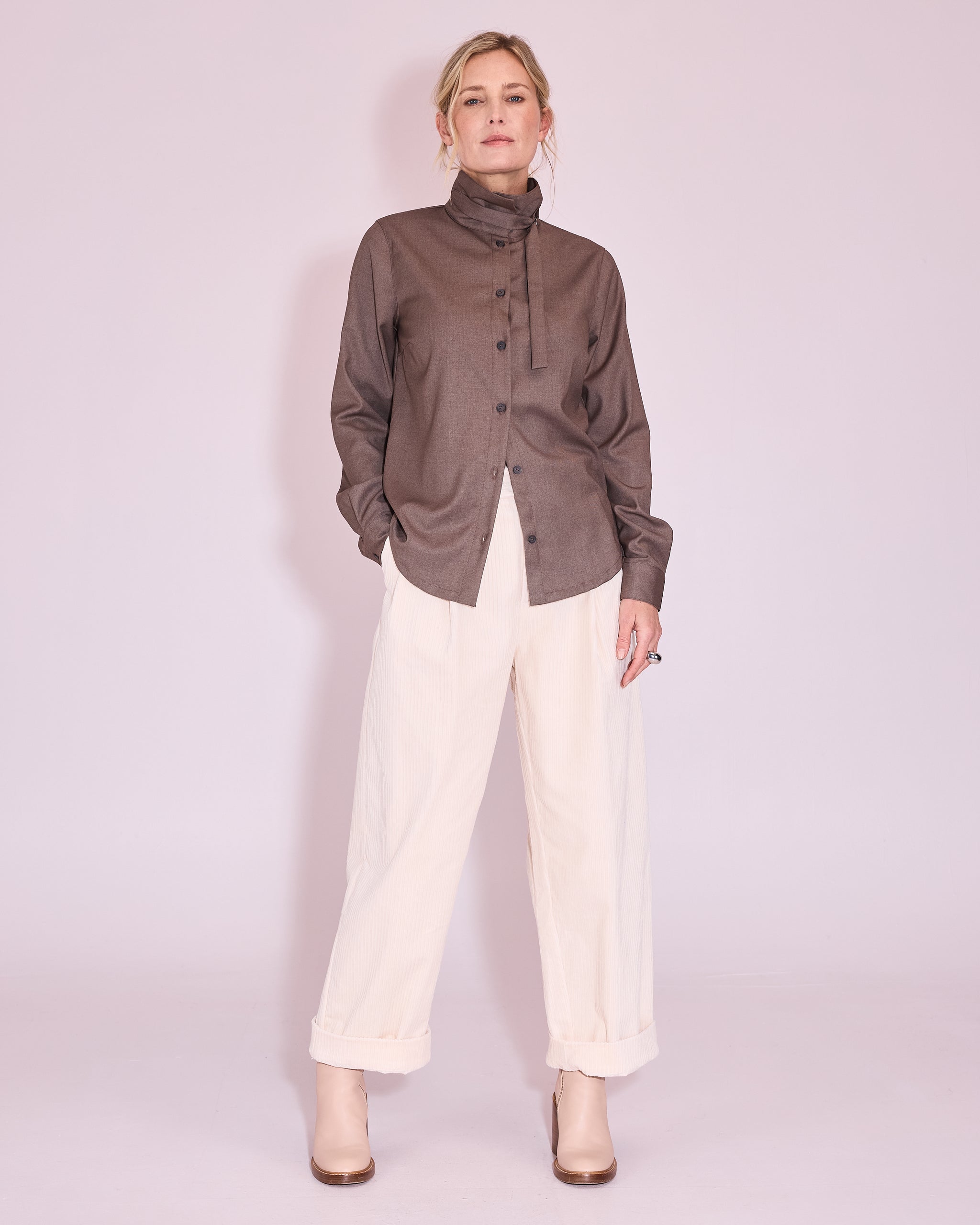 Jasmin hemd in taupe mêlée