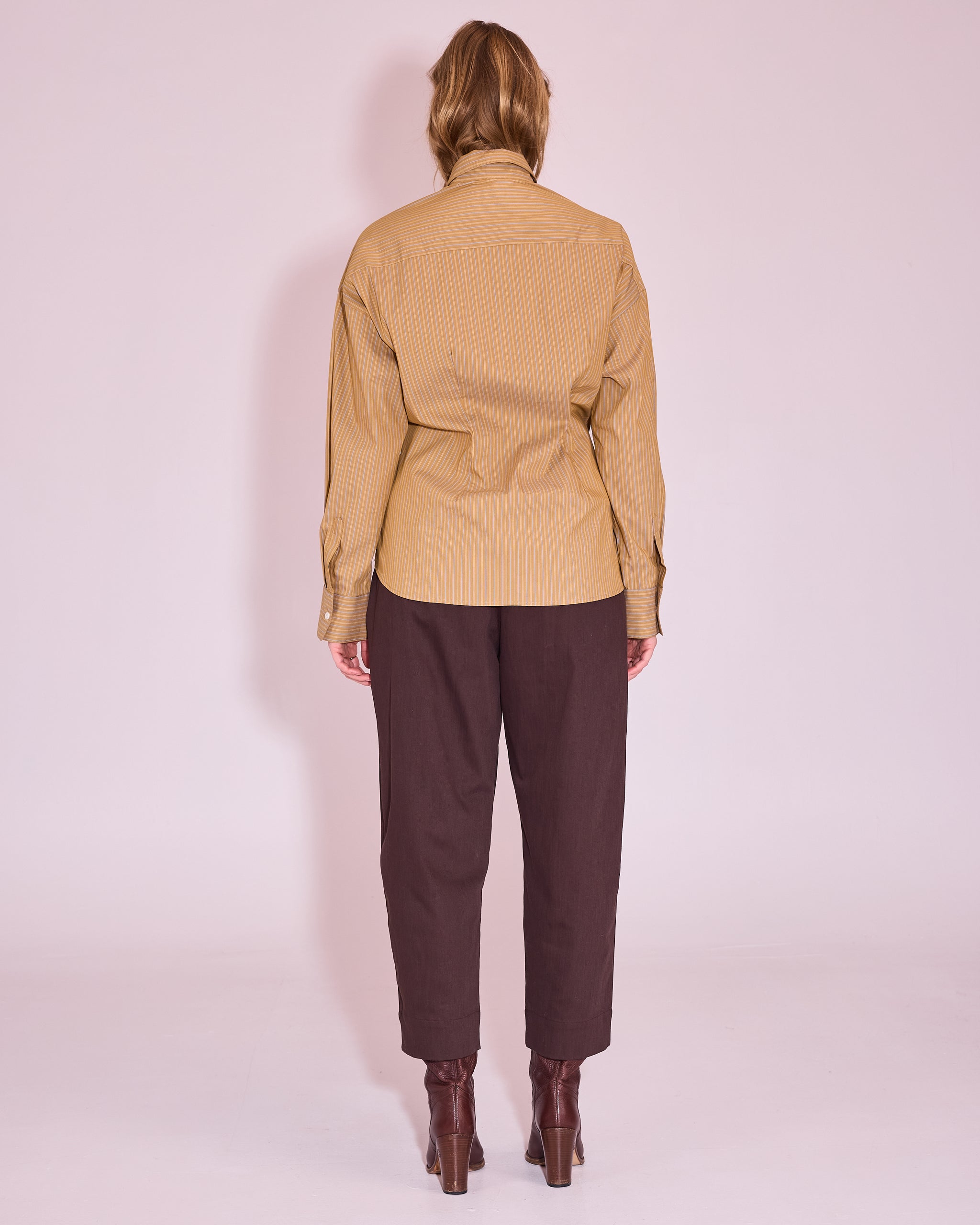 Gia blouse in mustard gold / blue stripes