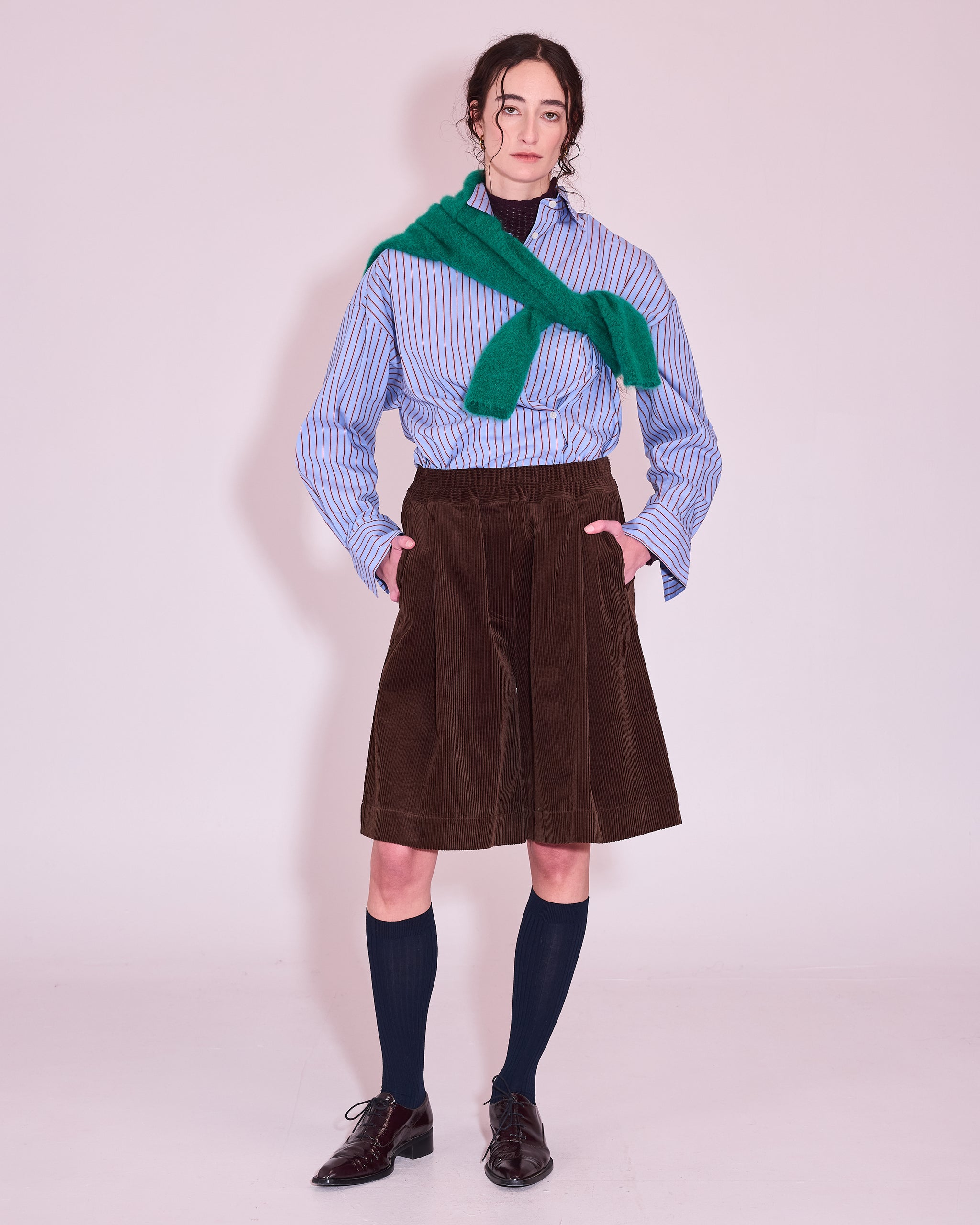 Gia blouse in cornflower blue / red stripes
