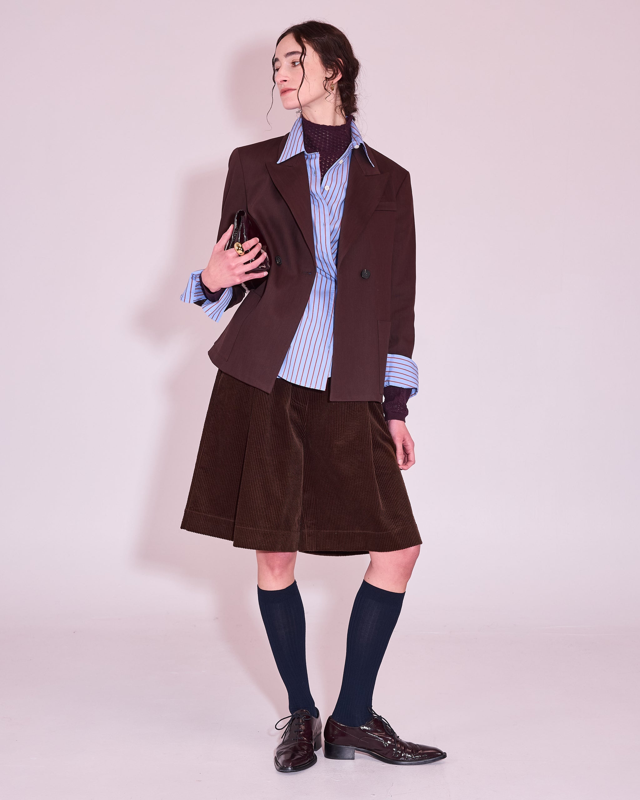 Gia blouse in cornflower blue / red stripes