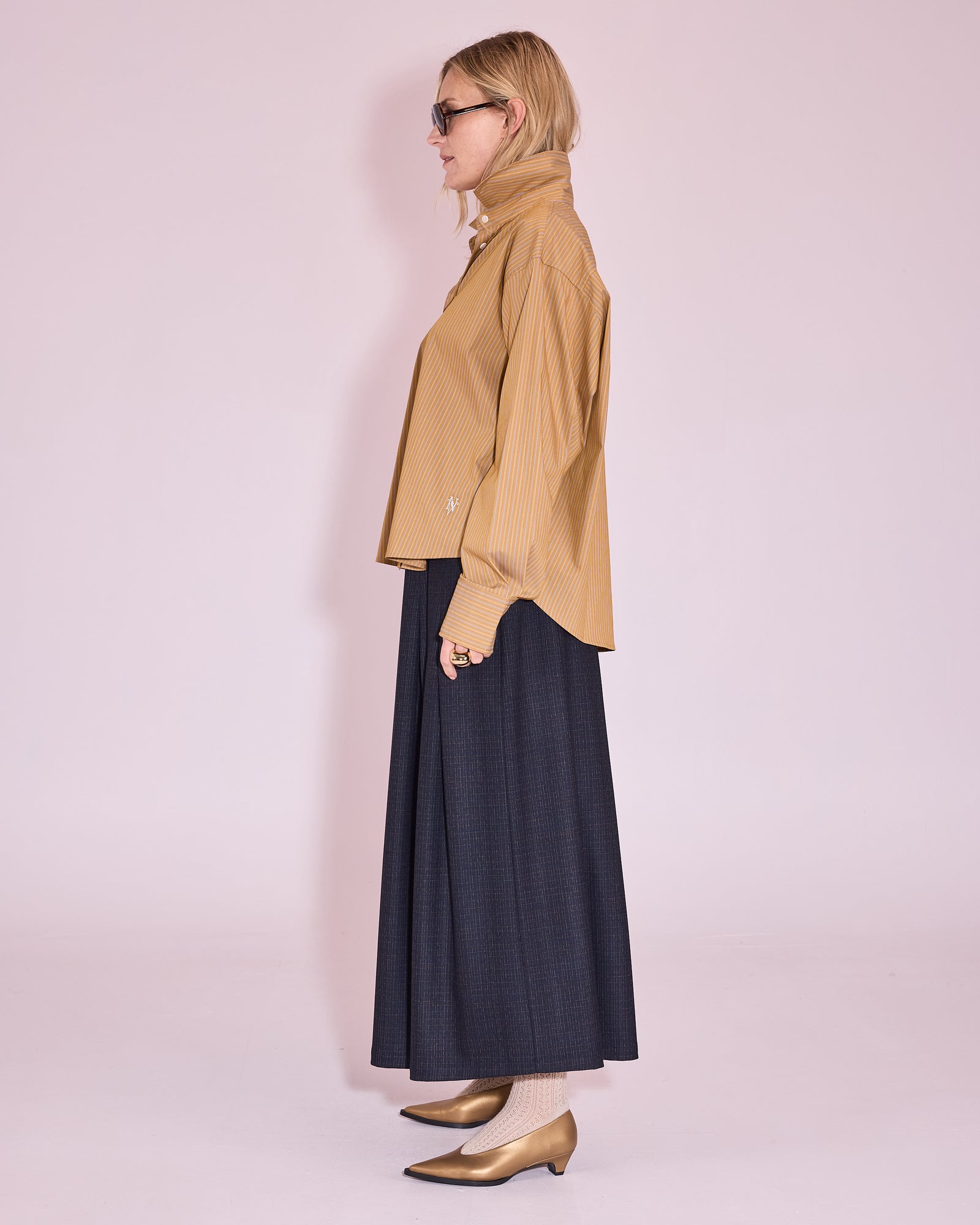 Hermine hemd in mustard gold / blue