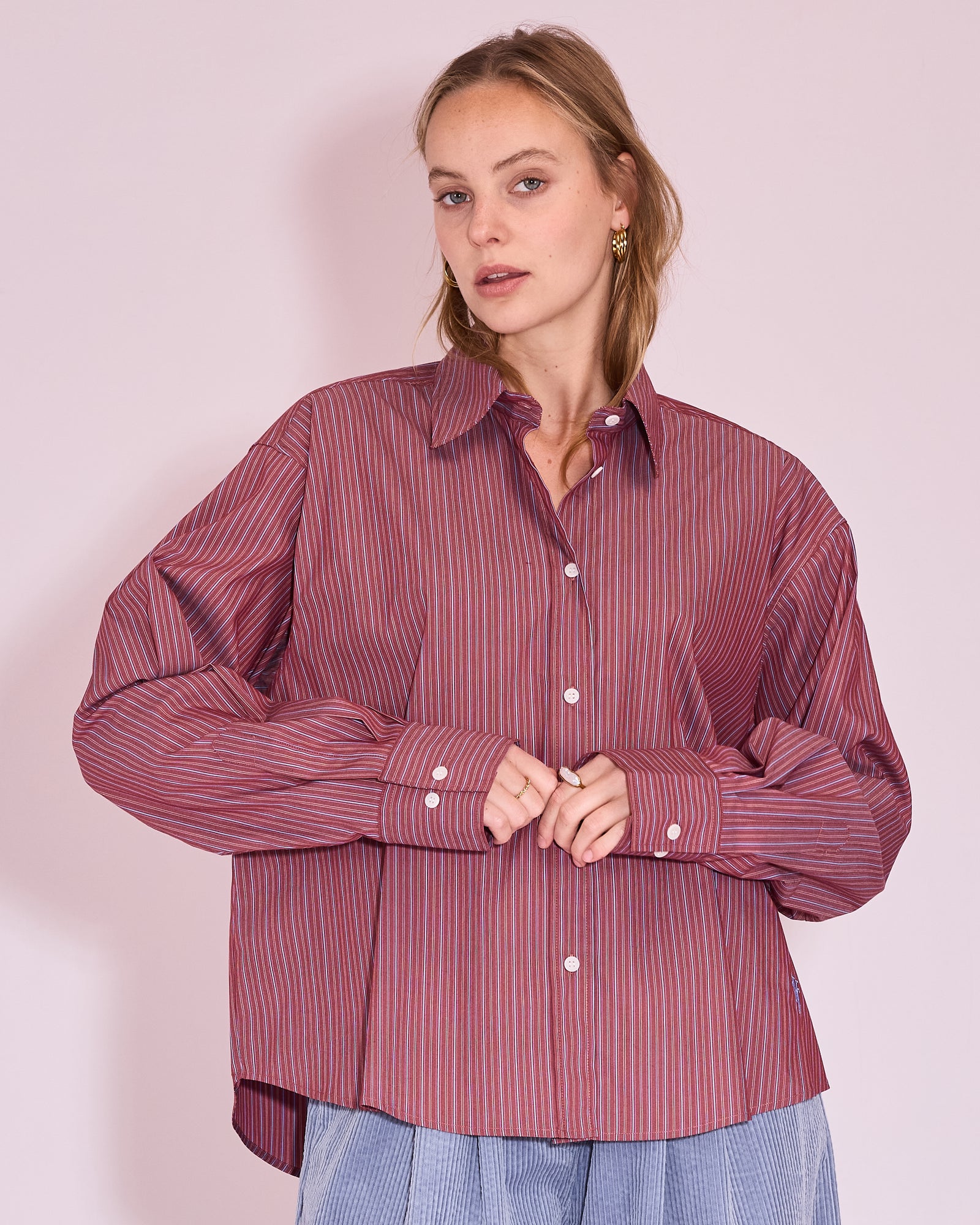 Hermine hemd in rosewood / blue